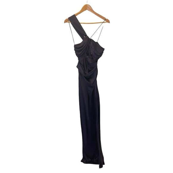 THE SEI Silk One-Shoulder Cut-Out Gown in Fig Color - Picture 6 of 15